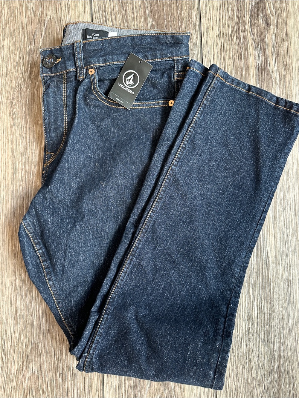 Volcom Men’s Dark Indigo Stretch Denim Slim Straight Jeans 32x32